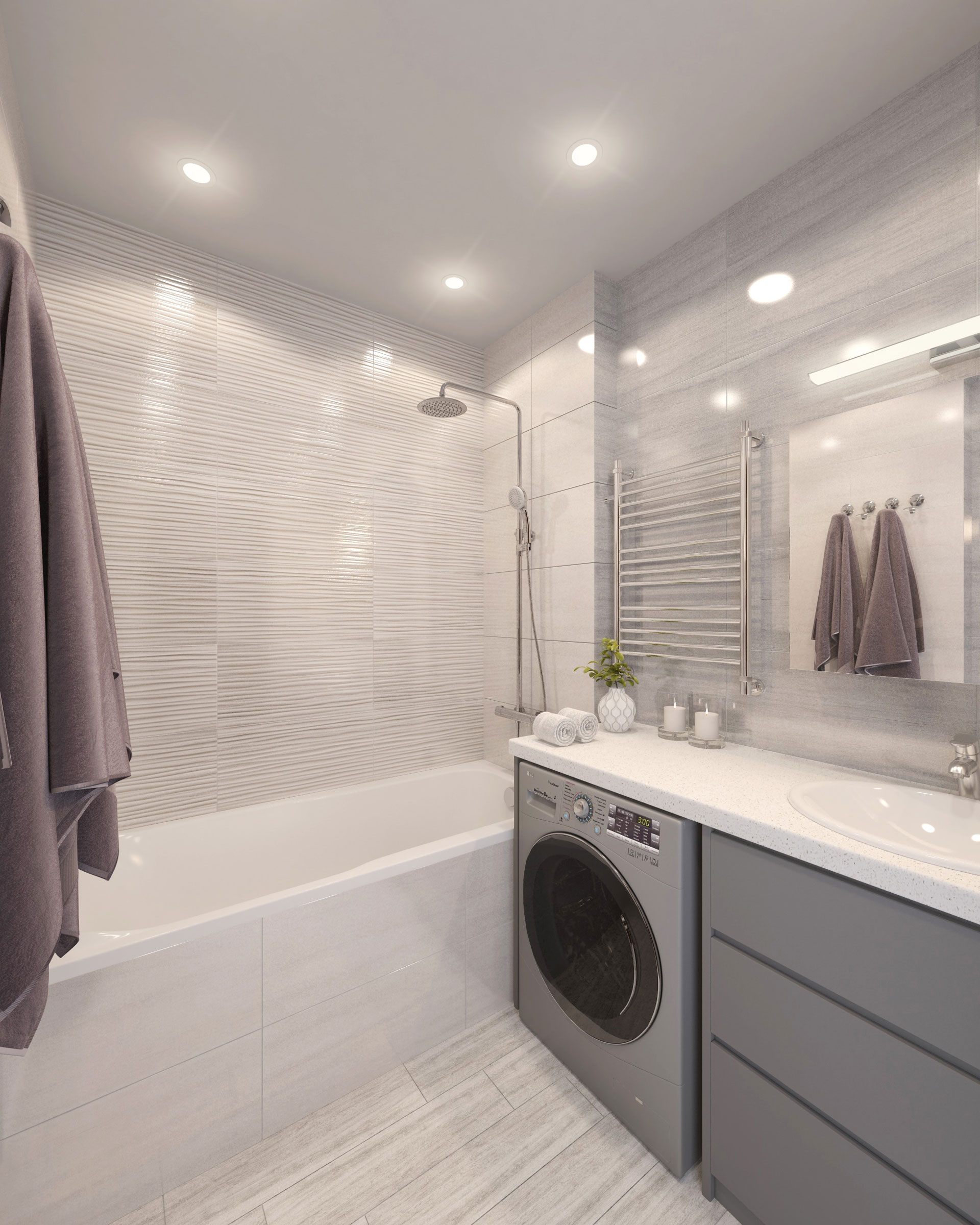 Дизайн интерьера ванной комнаты в Речице